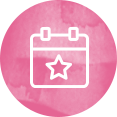 Ícone com símbolo de calendário com estrela no meio